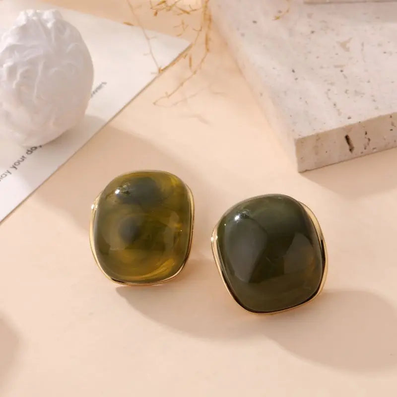 Boucles d'oreilles OPHELIE BEIGE VERT
