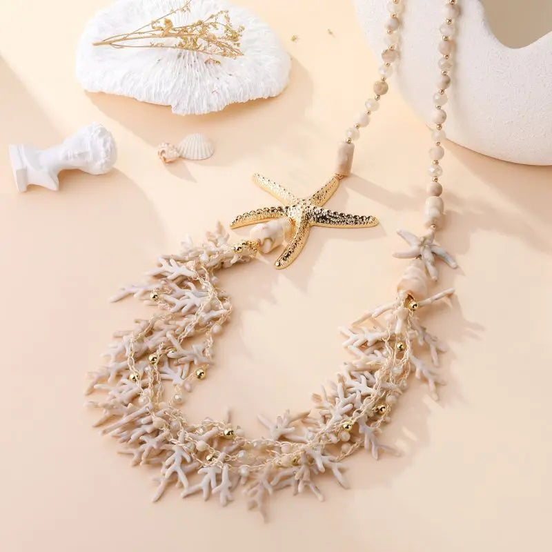 COLLIER NINA OR/BEIGE/TURQUOISE/ROUGE
