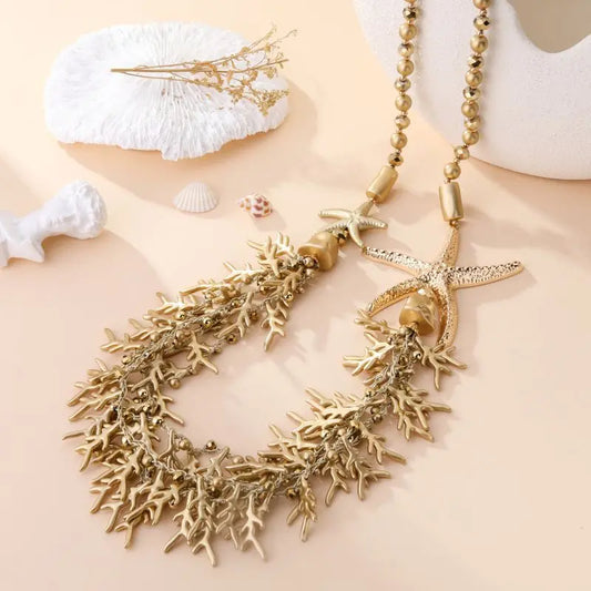 COLLIER NINA OR/BEIGE/TURQUOISE/ROUGE