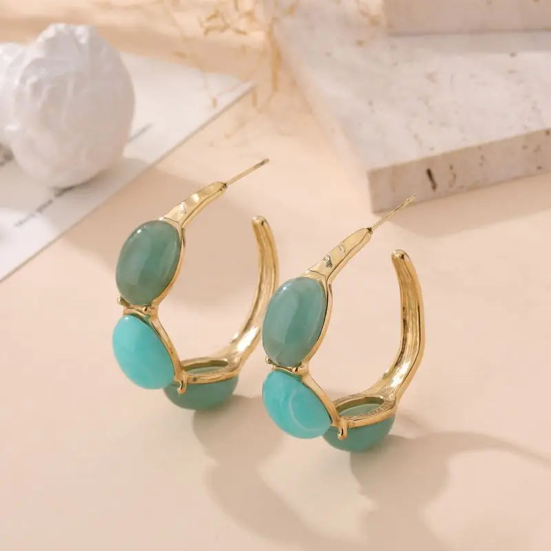 Boucles d'oreilles DANIA BEIGE VERT